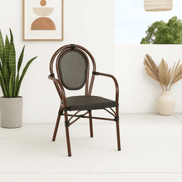Silla Provence Parisina Rattan con reposabrazos - Café Oscuro