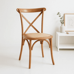 Silla Crossback Madera y Rattan - Natural