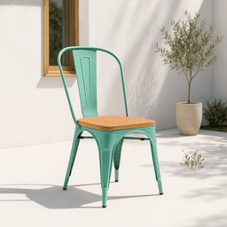 Silla Tolix Asiento de Madera Clara - Menta