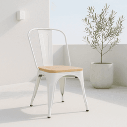 Silla Tólix Asiento de madera - Blanca