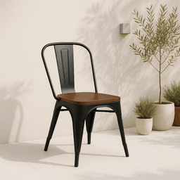 Silla Tólix Asiento de Madera Oscuro - Negra