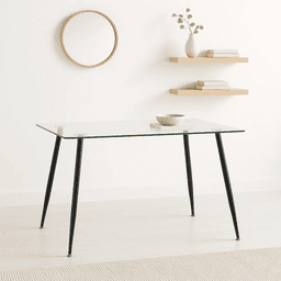Mesa de Comedor Vidrio Rectangular 120x70 - Patas Oscuras