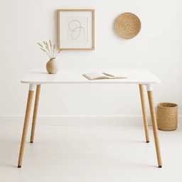 Mesa Rectangular de Comedor - Blanca 120x80 cms