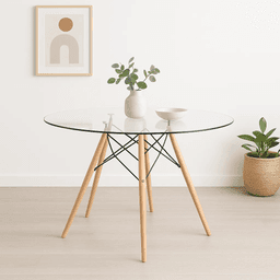 Mesa de Comedor Eames 100cm redonda vidrio