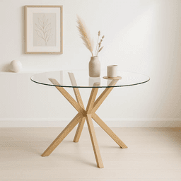 Mesa de comedor redonda de vidrio Cross 120cm