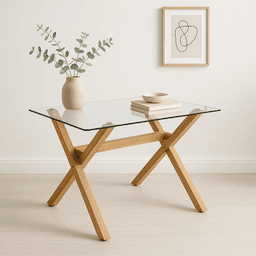 Mesa de Comedor Rectangular Vidrio Cross 140x90cm
