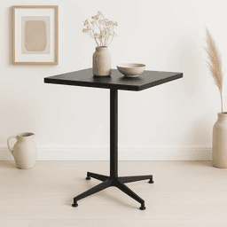 Mesa de restaurant 70x70 de metal cruz y MDF - Negra