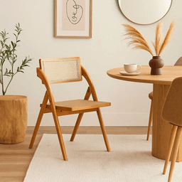 Silla Ambar Plegable de Madera Rattan Natural